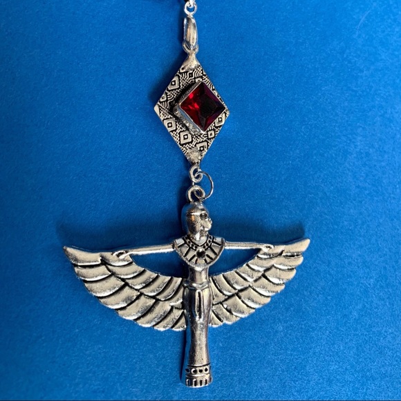 Egyptian goddess isis necklace, gothic winged goddess jewelry gift - Picture 3 of 5